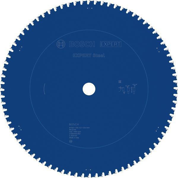 Kreissägeblatt EXPERT Steel AD 355mm Z.80 HLTCG (Ch) Bohr.25,4mm Schnitt-B.2,6mm