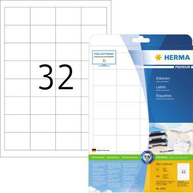 HERMA Etikett PREMIUM 4200 48,3x33,8 mm weiß 800 St./Pack.