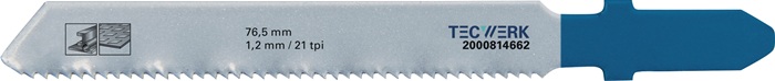 Stichsägeblatt Gesamt-L.76,5mm Zahnt.1,2mm HSS 5 St./Karte TECWERK
