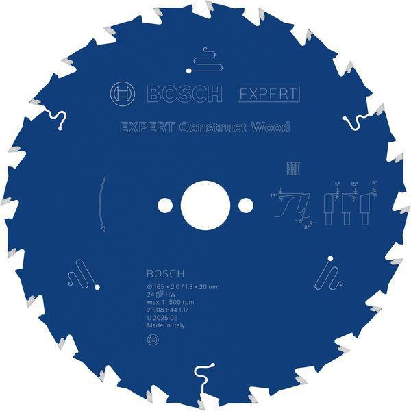Kreissägeblatt AD 165mm Z.24 WZ Bohr.20mm Schnitt-B.2mm HM BOSCH