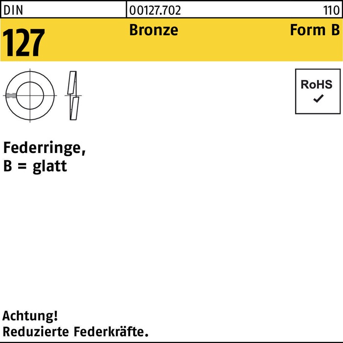 Federring DIN 127 B 10 CuSn Bronze 500 Stück