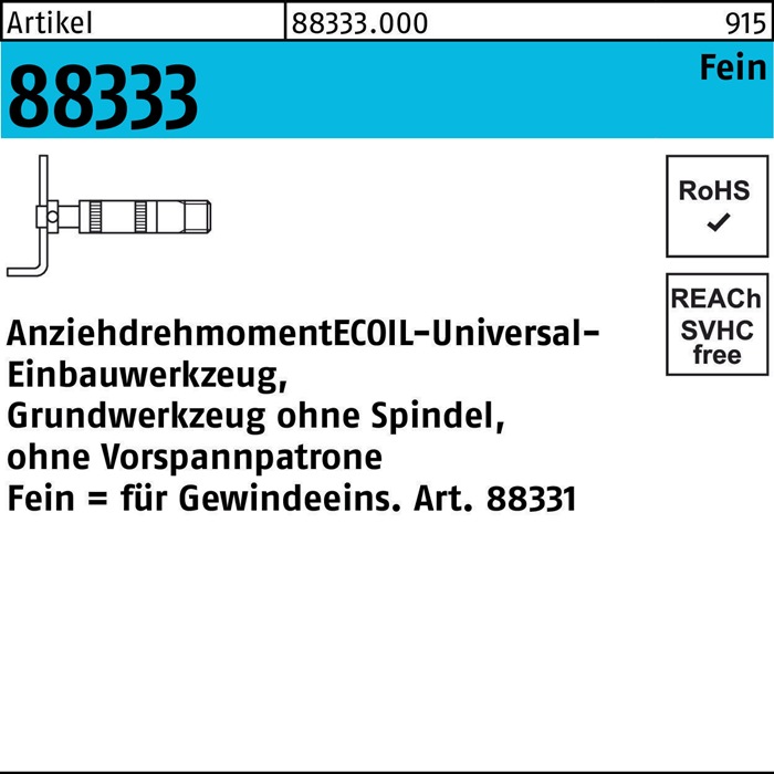 Einbauwerkzeug R 88333 Grundteil NR. 2 M6 -M 8 Stahl 1 Stück AMECOIL