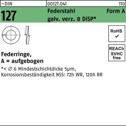 Federring DIN 127 A 4 Federstahl galv.verz. 8 DiSP 1000 Stück