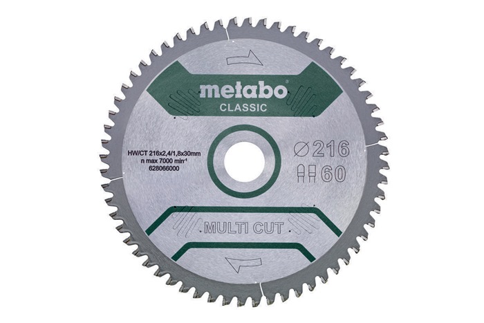 Kreissägeblatt multi cut classic D216xDicke 2,4xBohrung30mm Z.60 HW/CT FZ/TZ