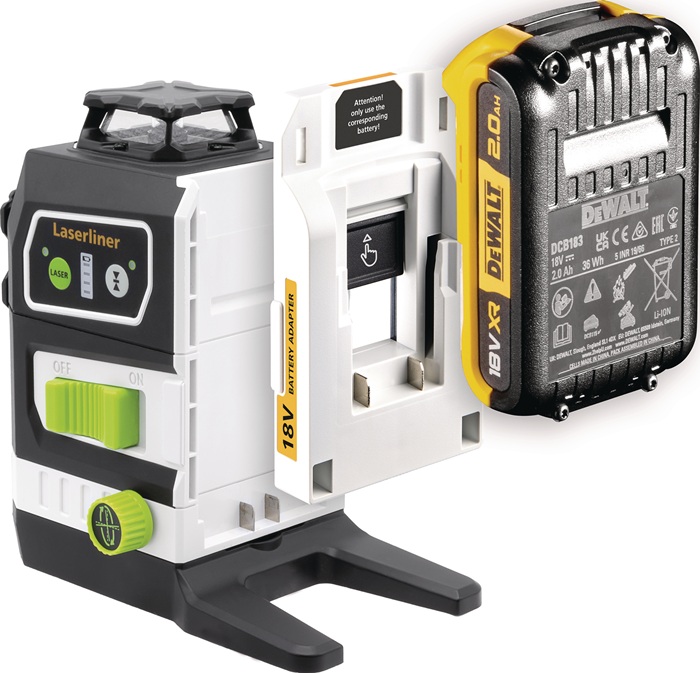 Akku-Adapter PowerAdapter DeWalt compatible Multi-18V LASERLINER