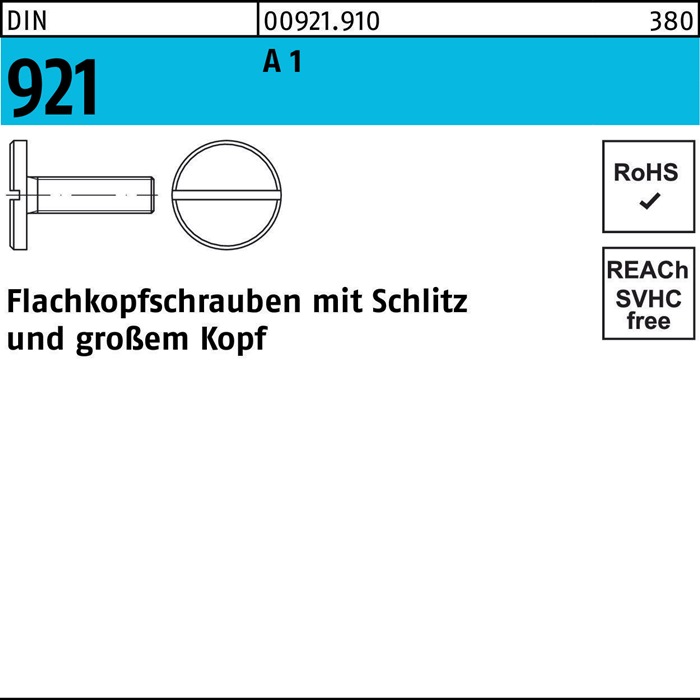 Flachkopfschraube DIN 921 Schlitz M4x 5 A 1 100 Stück