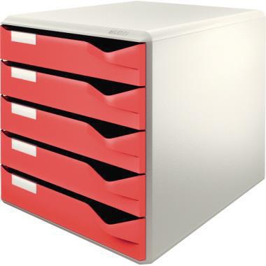 Leitz Schubladenbox 52800025 DIN A4 5Schubfächer lichtgr/rt