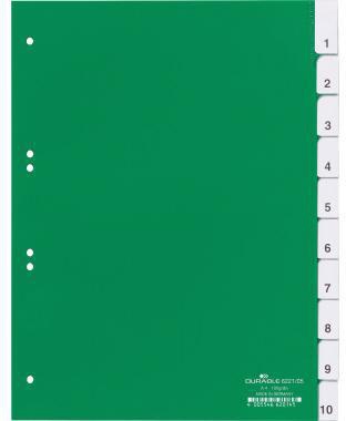DURABLE Register 622105 DIN A4 10teilig Hartfolie grün