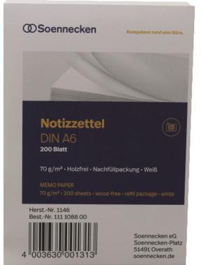 Soennecken Zettelboxeinlage 1146 DIN A6 blanko 200 Bl./Pack.