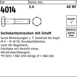Sechskantschraube ISO 4014 m.Schaft M 24 x 190 5.6 W7 10 Stück