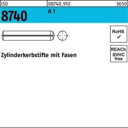 Zylinderkerbstift ISO 8740 Fasen 2x 8 A 1 100 Stück