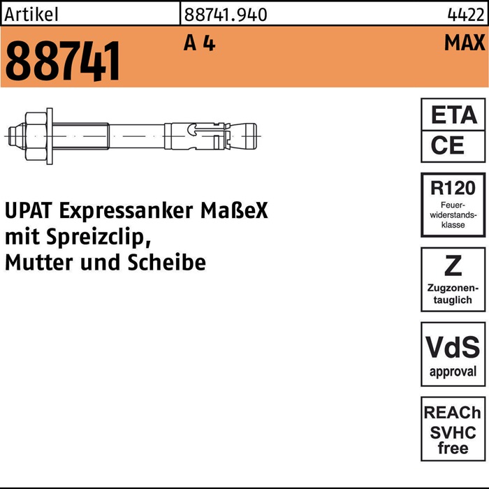 Expressanker R 88741 MAX 10/20/105 A 4 50 Stück UPAT