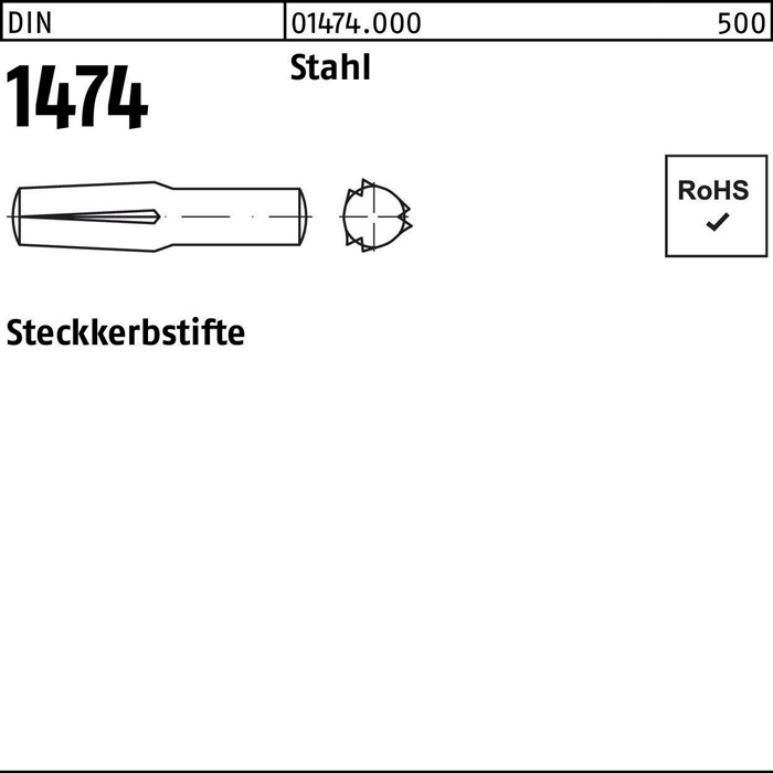 Steckkerbstift DIN 1474 5x 14 Stahl 100 Stück
