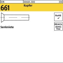 Senkniete DIN 661 4x 20 Kupfer 1000 Stück