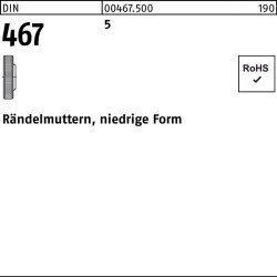 Rändelmutter DIN 467 niedrige FormM8 5 50 Stück