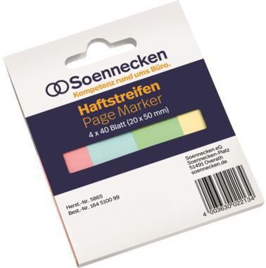 Soennecken Haftstreifen 5865 RC 20x50mm 40Bl. sort. 4 St./Pack.