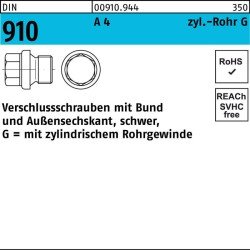 Verschlußschraube DIN 910 m.Bund/Außen-6-kant G 1 1/2 A A 4 5 Stück