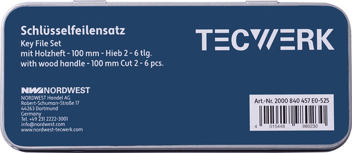 Schlüsselfeilensatz DIN 7283 A-F L.100mm Hieb 2 TECWERK