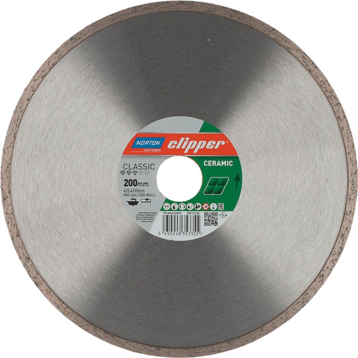 Diamanttrennscheibe Classic Ceramic D.200mm Bohr.30/25,4mm 1,7mm NORTON CLIPPER