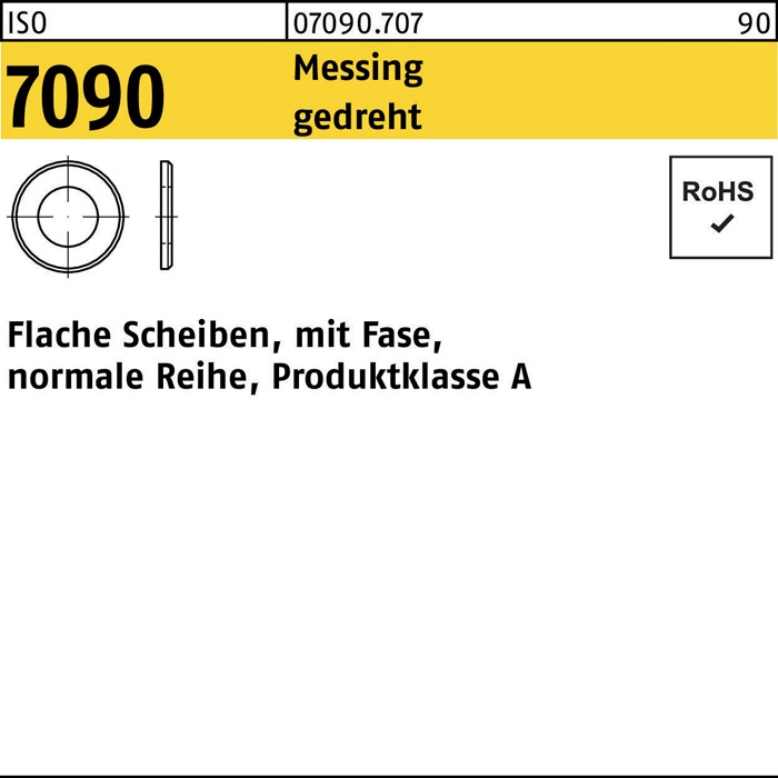 Unterlegscheibe ISO 7090 m.Fase 3 Messing gedreht 100 Stück