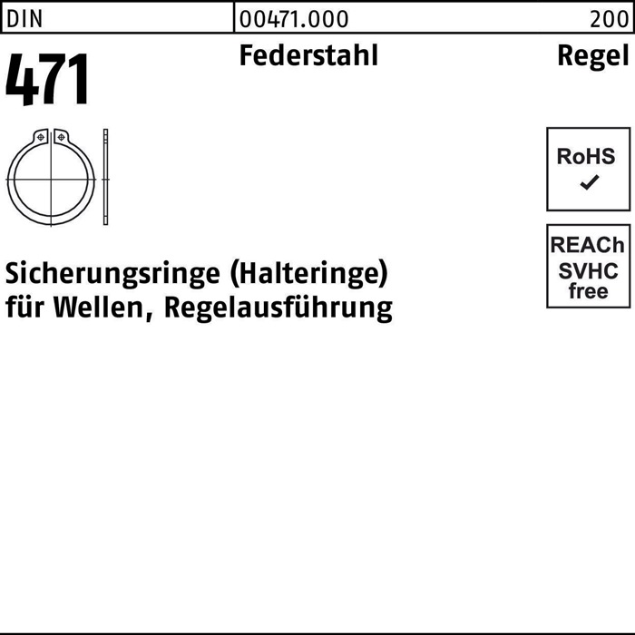 Sicherungsring DIN 471 97x 3 Federstahl Regelausf. 50 Stück