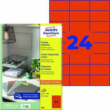 Avery Zweckform Universaletikett 3448 70x37mm rot 2.400 St./Pack.