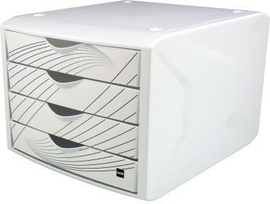 Helit Schubladenbox Chameleon H6129505 4Schübe A4/C4 white queen