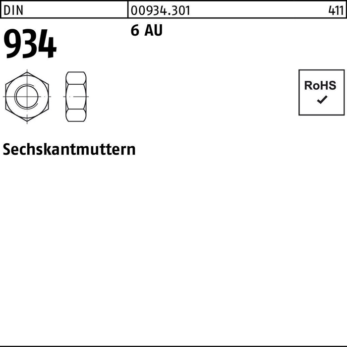 Sechskantmutter DIN 934 M4 6 Automatenstahl 100 Stück