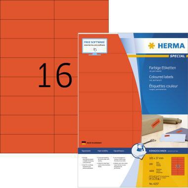 HERMA Etikett 4257 105x37mm A4 rot 1.600 St./Pack.
