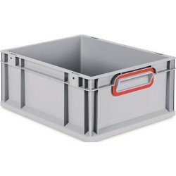 Transportstapelbehälter L400xB300xH170mm grau PP geschlossener Griff rot