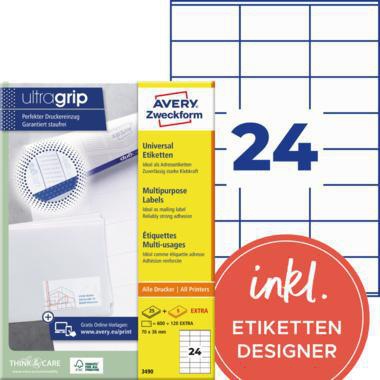 Avery Zweckform Universaletikett 3490 70x36mm weiß 720 St./Pack.