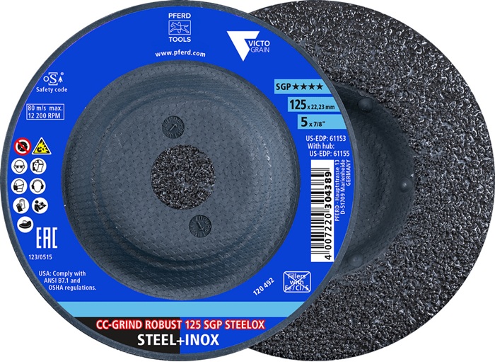 Schleifscheibe CC-GRIND-ROBUST SGP STEELOX D125xSmm STA/VA Bohr.22,23mm PFERD