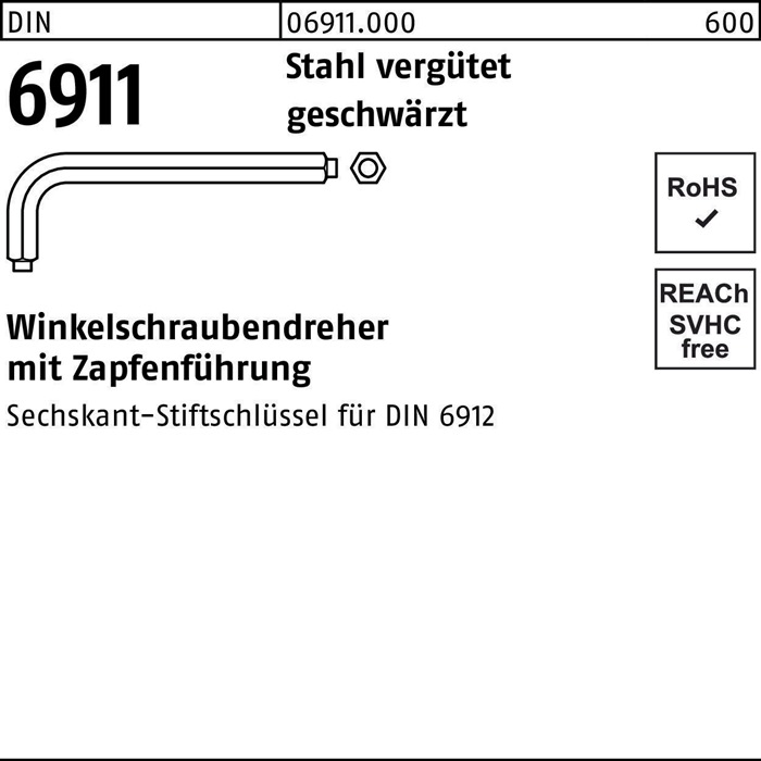 Winkelschraubendreher DIN 6911 6-kt Zapfen SW 22 M30 Sta vergütet geschw. 1St.