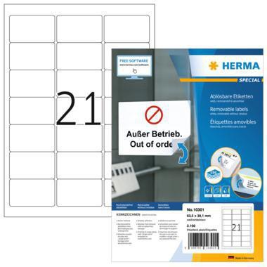 HERMA Etikett 10301 63,5x38,1mm ablösbar ws 2.100 St.