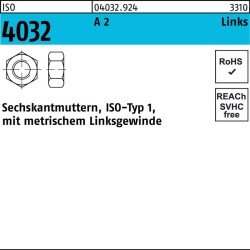 Sechskantmutter ISO 4032 links M18 A 2 (- 70) 25 Stück
