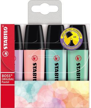 STABILO® Textmarker BOSS ORIGINAL 70/4-2 Pastel 4 St./Pack.