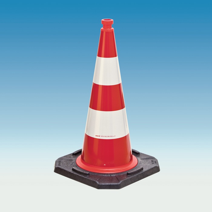 Leitkegel H.500mm 2 Streifen Folienart Typ A (RA1) TL+BASt G.3,20 kg,33x33cm