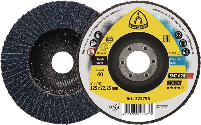Fächerscheibe SMT 628 Supra D.125mm K.40 fl.INOX ZK KLINGSPOR