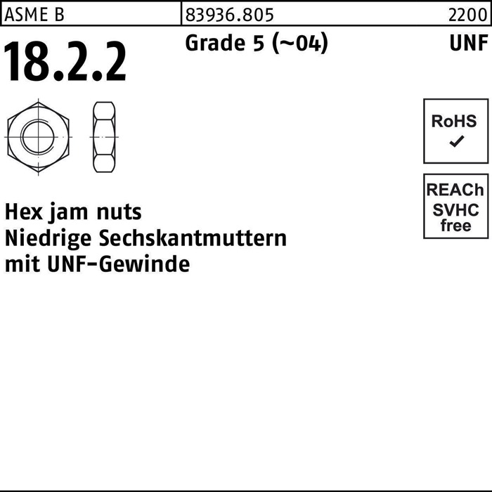 Sechskantmutter R 83936 UNF-Gewinde niedrig 3/4 Grade 5 (~04) 25 Stück