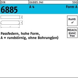 Passfeder DIN 6885 FormA rundstirnig/o.Bohrung A 12x 8x 60 A 4 10 Stück
