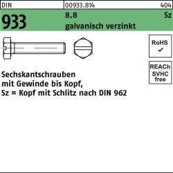 Sechskantschraube DIN 933 VG/Schlitz M6x 16 8.8 galv.verz. 500 Stück