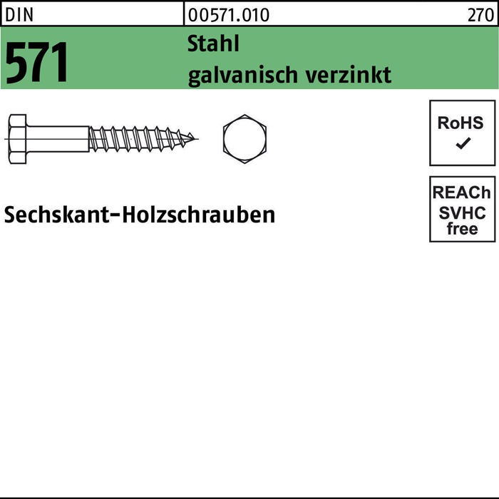 Sechskantholzschraube DIN 571 20x 180 Stahl galv.verz. 10 Stück