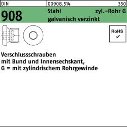 Verschlußschraube DIN 908 Bund/Innen-6kt G 3/8 A Stahl galv.verz. 50St.