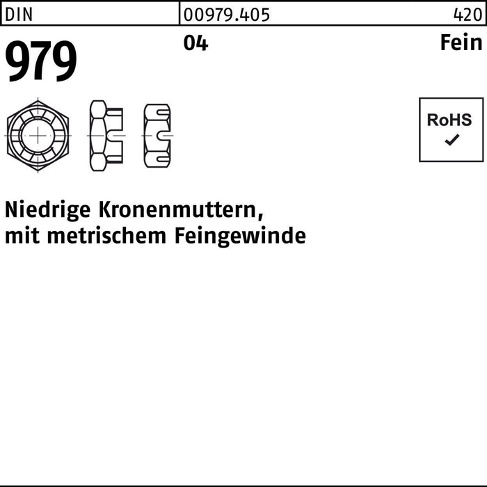 Kronenmutter DIN 979 niedrig M48x3 Automatenstahl 1 Stück