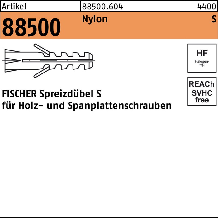 Dübel R 88500 S 5x 25/4 Nylon 200 Stück FISCHER