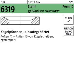 Kegelpfanne DIN 6319 FormD D 19x30x 6,2 Stahl galv.verz. 25 Stück