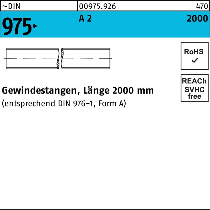 Gewindestange DIN 975 M16x 2000mm A 2 1 Stück