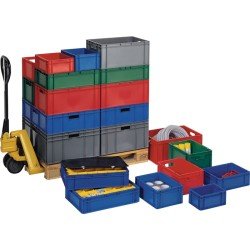 Transportstapelbehälter L400xB300xH320mm rot PP Seitenwände geschl.LA-KA-PE