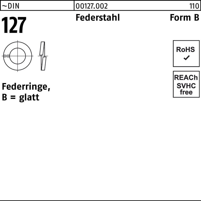 Federring DIN 127 B 12 Federstahl 500 Stück