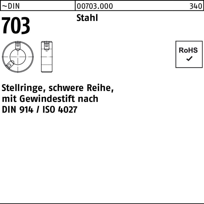 Stellring DIN 703 m.Gewindestift 40 x 80 x 28 Stahl schwere Reihe 5 Stück
